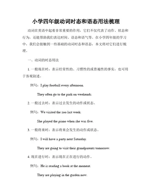 小学四年级动词时态和语态用法梳理