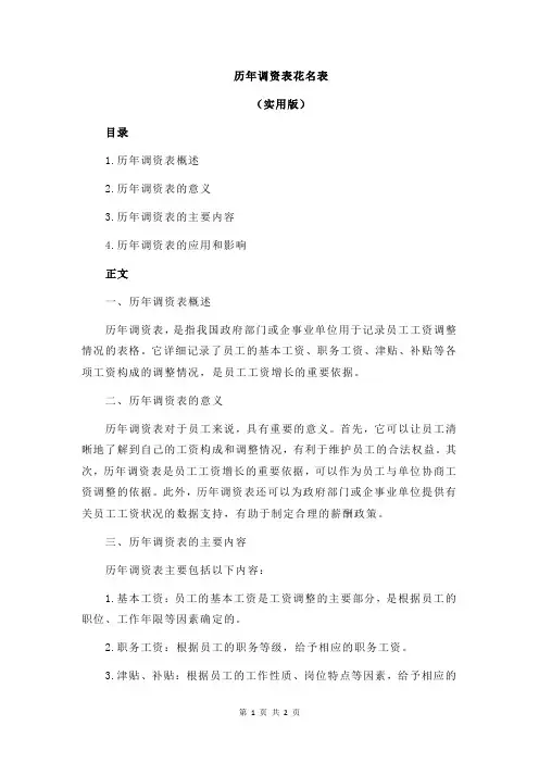 历年调资表花名表