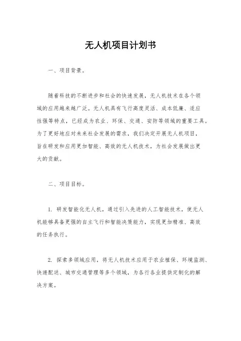 无人机项目计划书