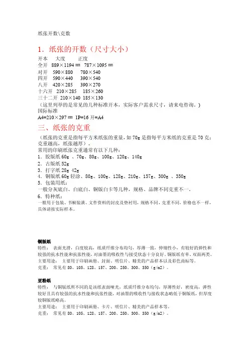 纸张和克数——精选推荐