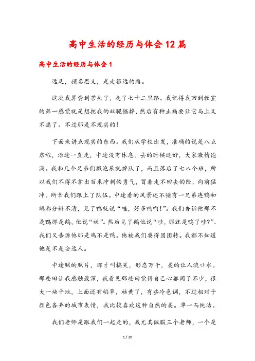 高中生活的经历与体会12篇