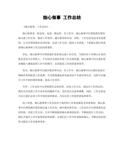 细心做事 工作总结
