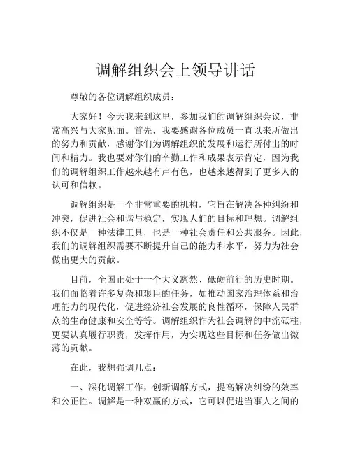 调解组织会上领导讲话