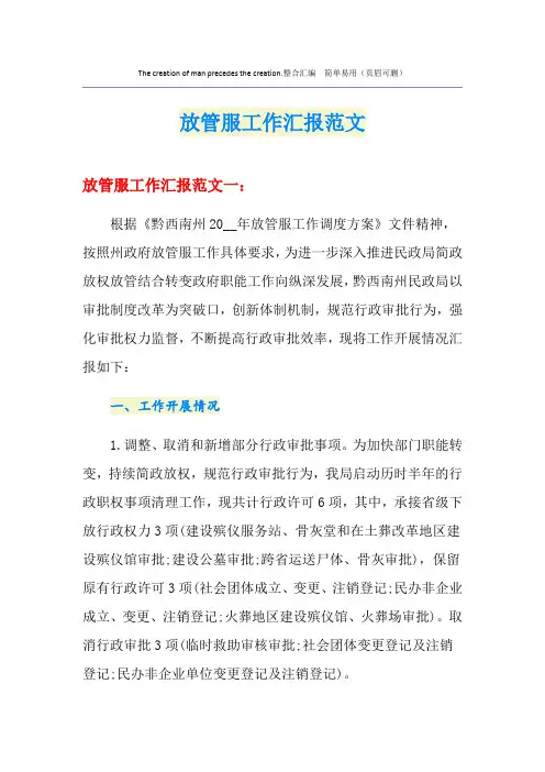 放管服工作汇报范文