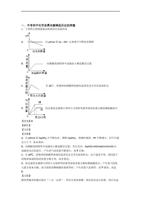 中考化学专题复习分类练习 金属及酸碱盐反应的图像综合解答题
