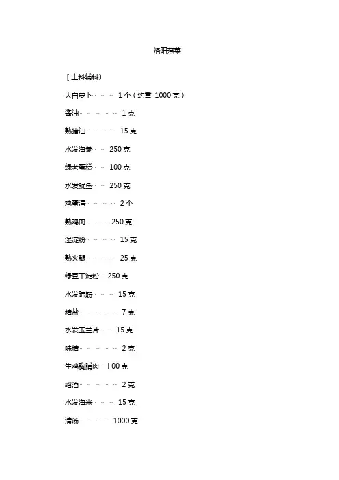 中州名菜——洛阳燕菜