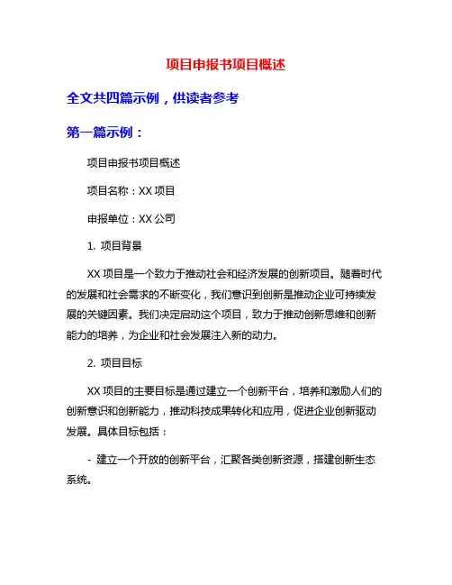 项目申报书项目概述