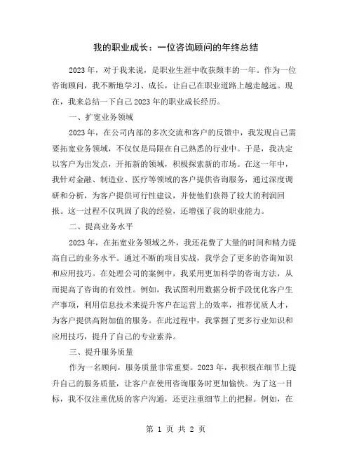 我的职业成长：一位咨询顾问的年终总结