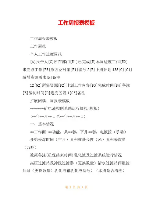 工作周报表模板
