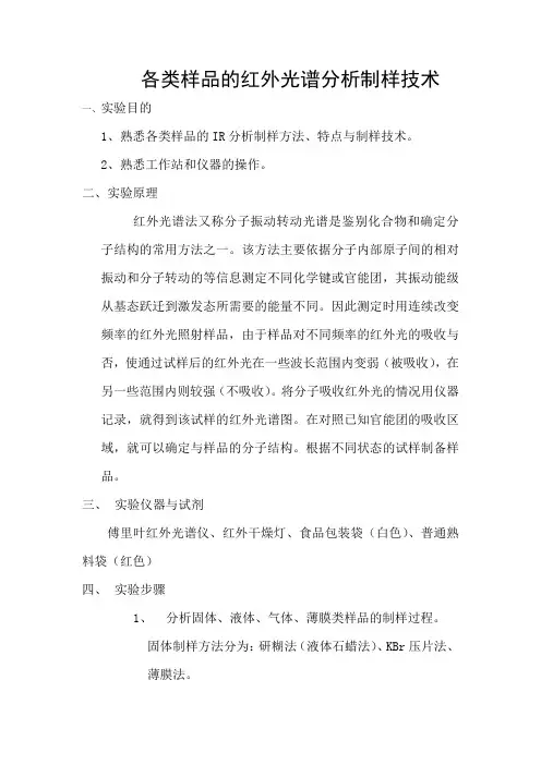各类样品的红外光谱分析制样技术