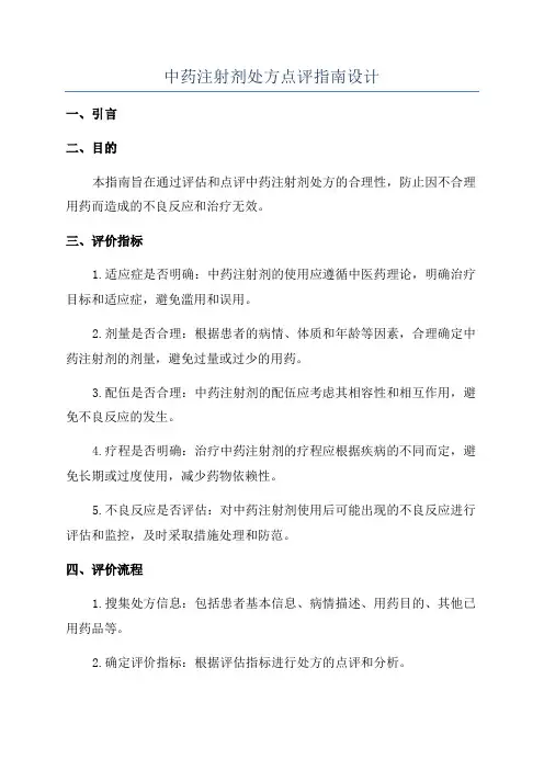 中药注射剂处方点评指南设计