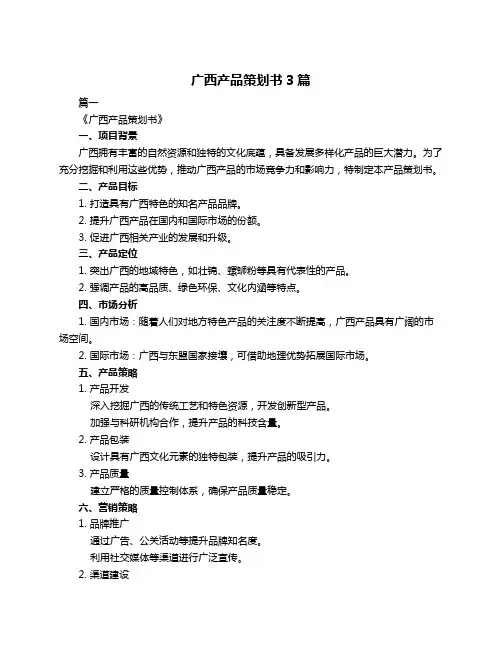 广西产品策划书3篇