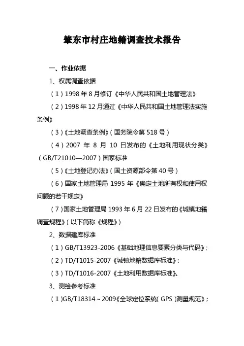 村庄地籍调查技术报告