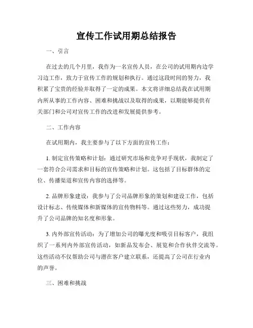 宣传工作试用期总结报告