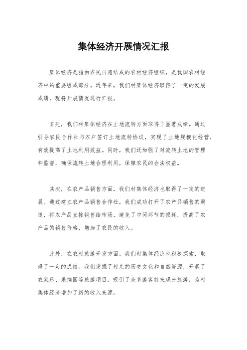 集体经济开展情况汇报