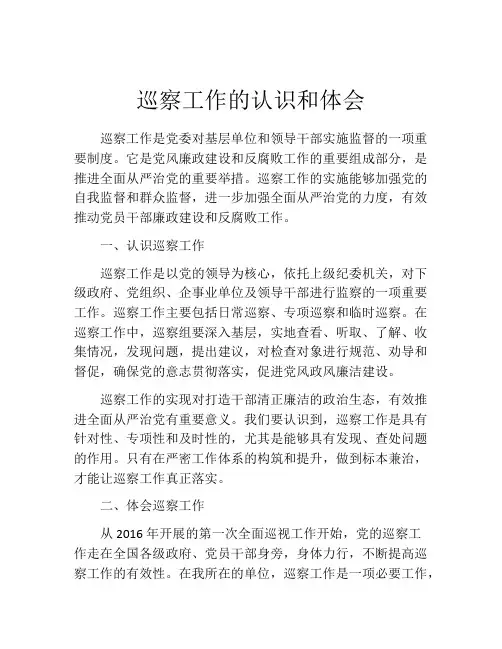 巡察工作的认识和体会