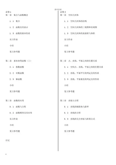 人教版高中数学目录.doc