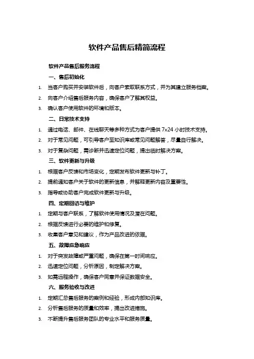 软件产品售后精简流程