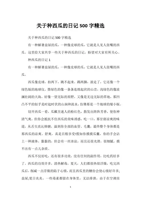 关于种西瓜的日记500字精选