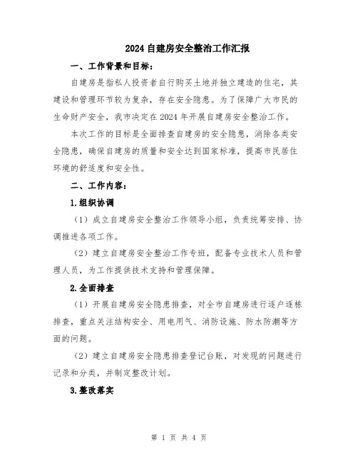 2024自建房安全整治工作汇报