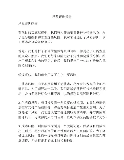 风险评价报告