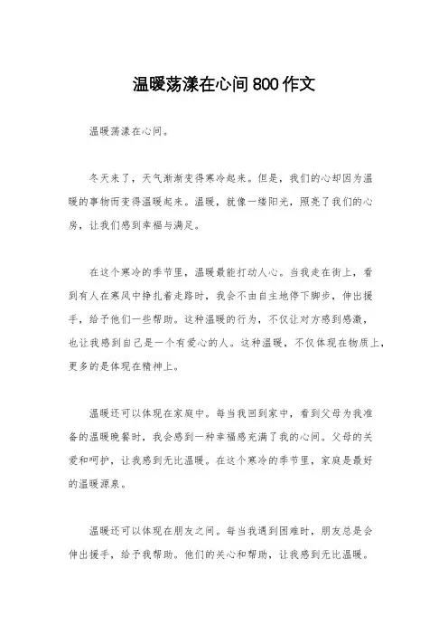 温暖荡漾在心间800作文