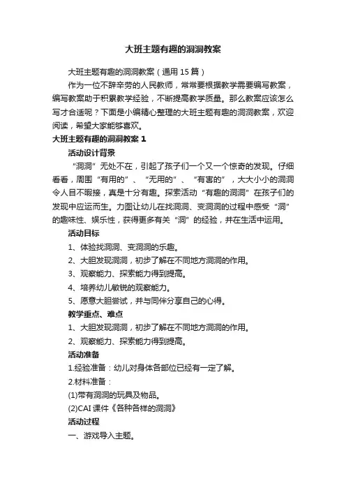 大班主题有趣的洞洞教案（通用15篇）