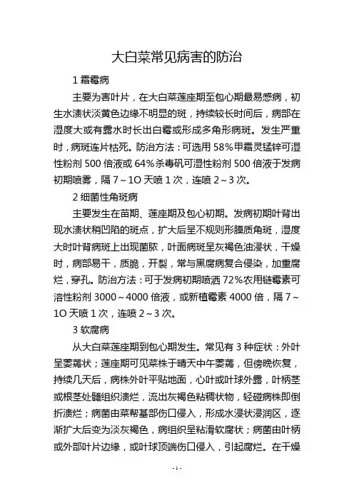 大白菜常见病害的防治