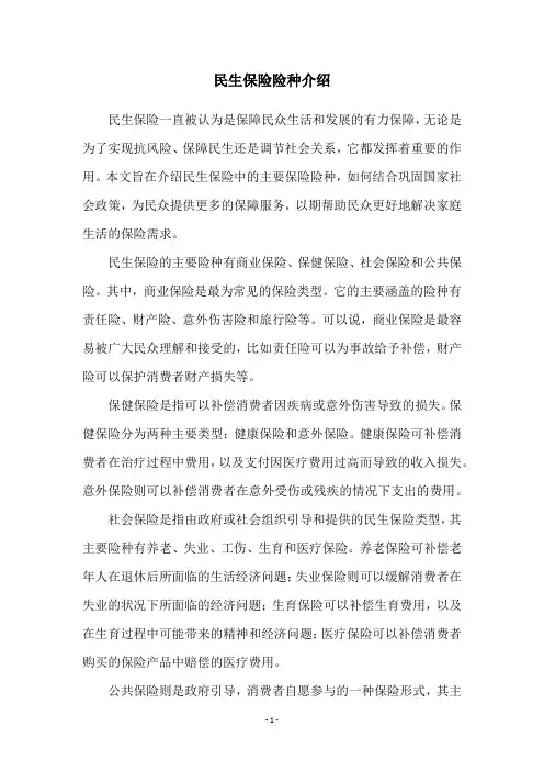 民生保险险种介绍
