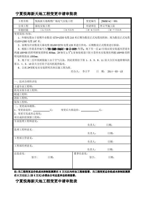工程变更申请审批表