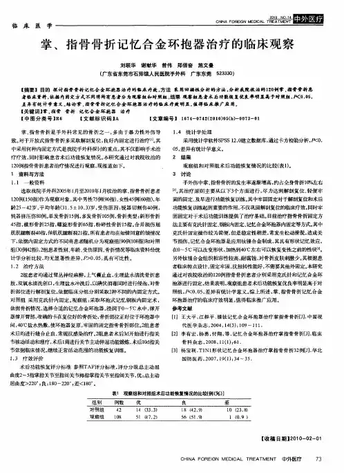 掌、指骨骨折记忆合金环抱器治疗的临床观察