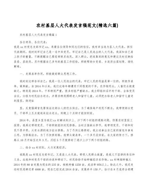 农村基层人大代表发言稿范文(精选六篇)