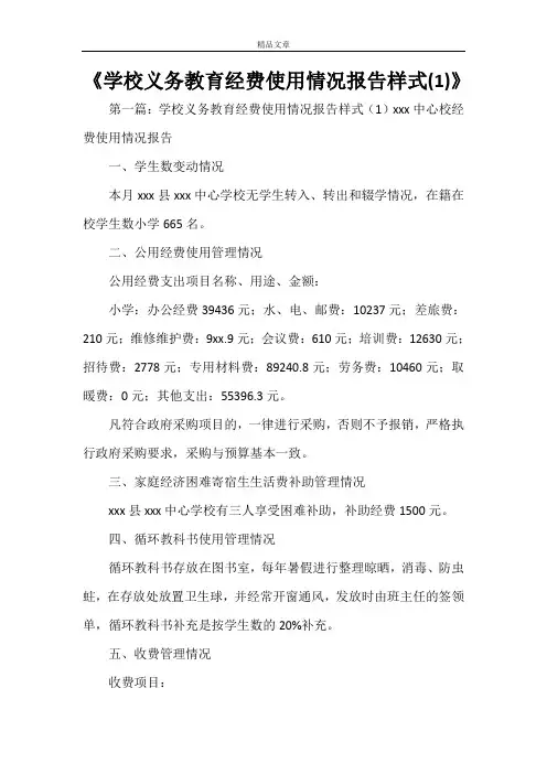 《学校义务教育经费使用情况报告样式(1)》