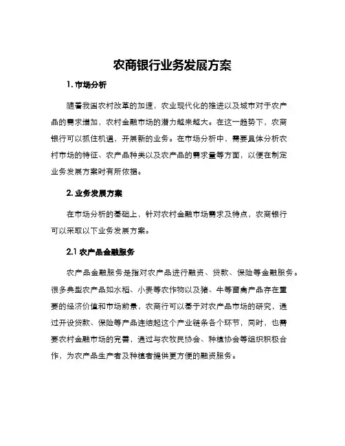 农商银行业务发展方案
