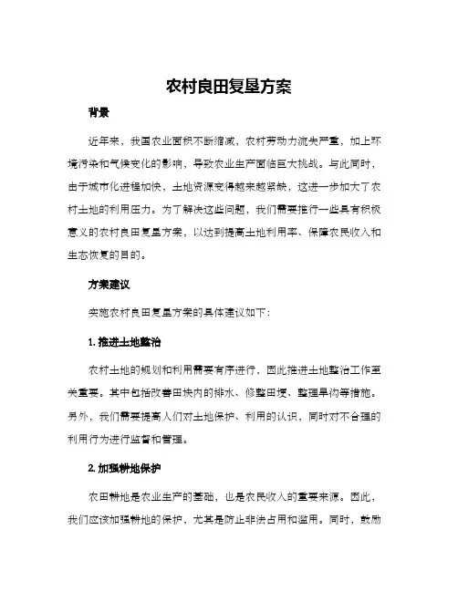 农村良田复垦方案