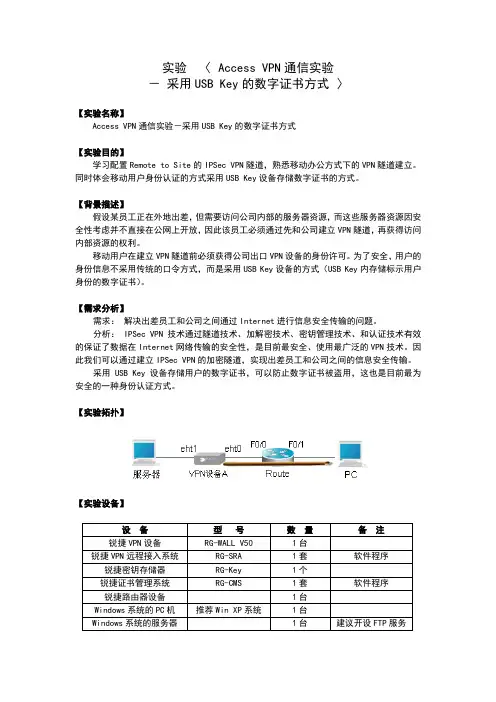 实验_VPN_Access VPN通信实验_采用USB Key的数字证书方式