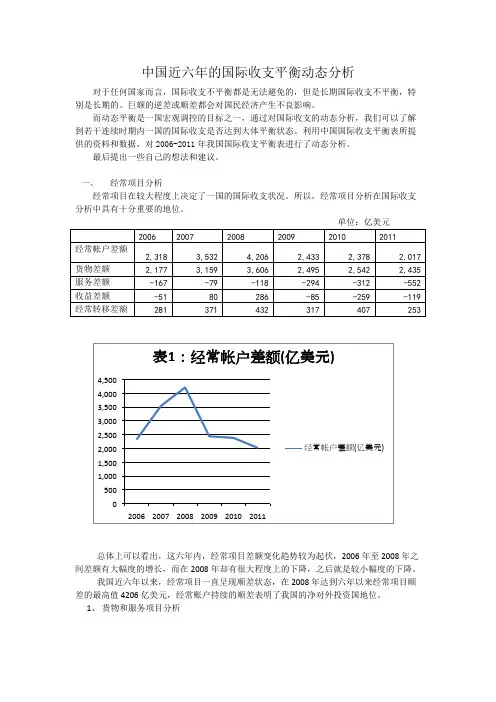近六国际收支平衡表动态分析