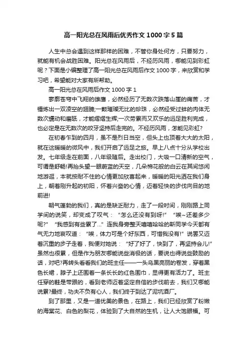 高一阳光总在风雨后优秀作文1000字5篇