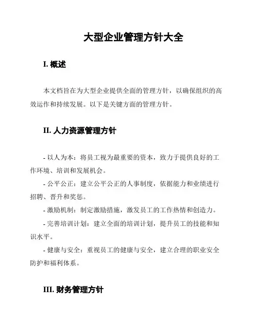 大型企业管理方针大全