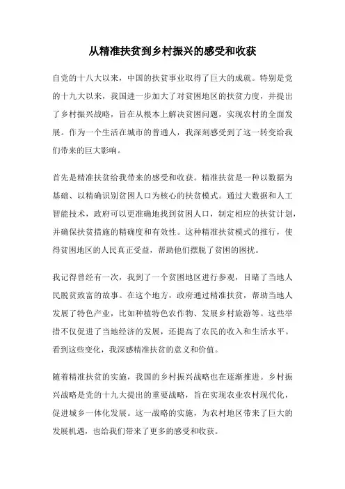从精准扶贫到乡村振兴的感受和收获