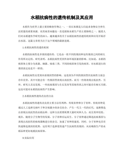 水稻抗病性的遗传机制及其应用