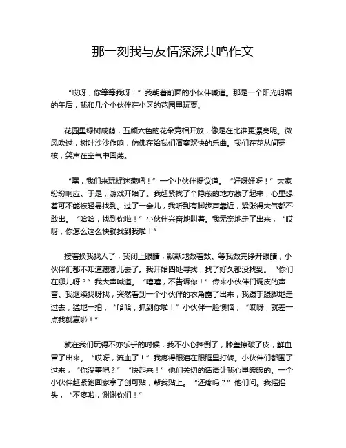 那一刻我与友情深深共鸣作文