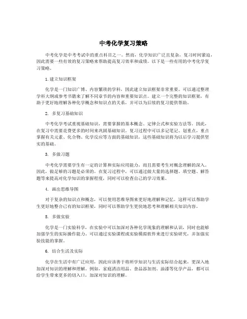 中考化学复习策略
