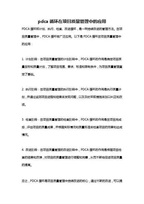 pdca循环在项目质量管理中的应用