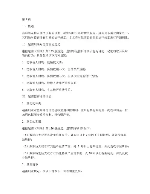 越南盗窃罪法律规定(3篇)