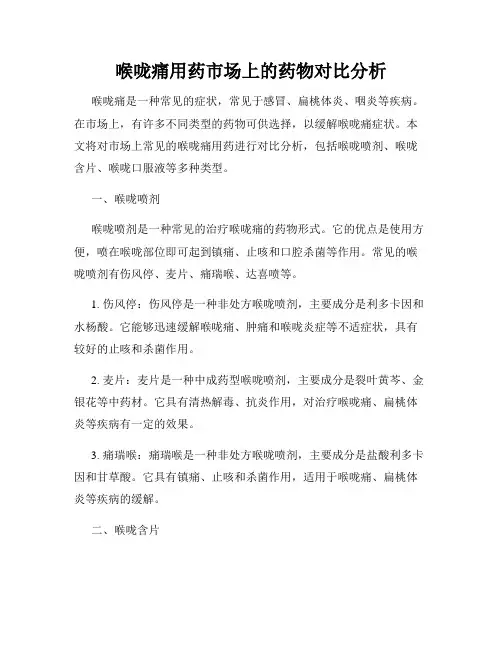 喉咙痛用药市场上的药物对比分析