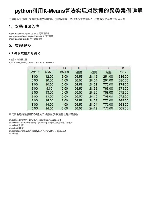 python利用K-Means算法实现对数据的聚类案例详解