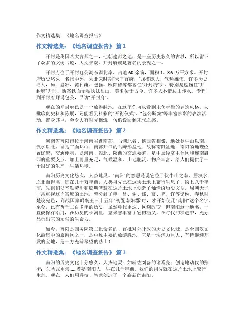 作文集《地名调查报告》