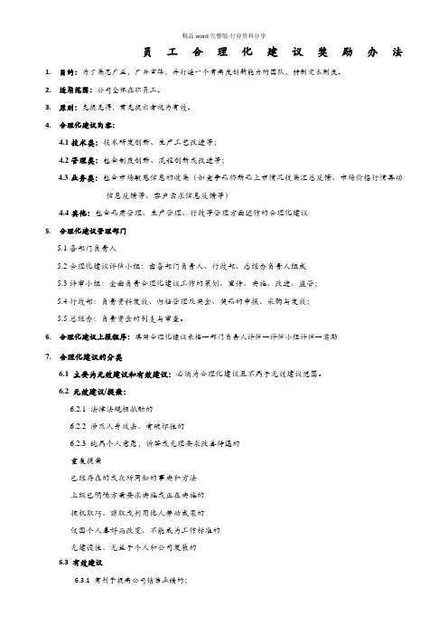 (完整版)合理化建议奖励办法
