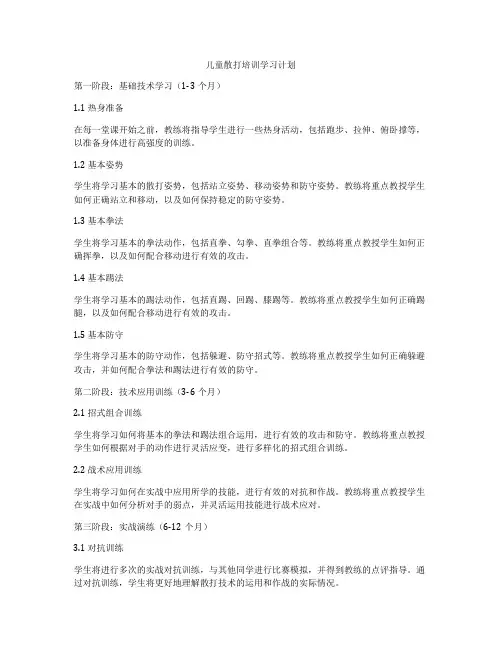 儿童散打培训学习计划